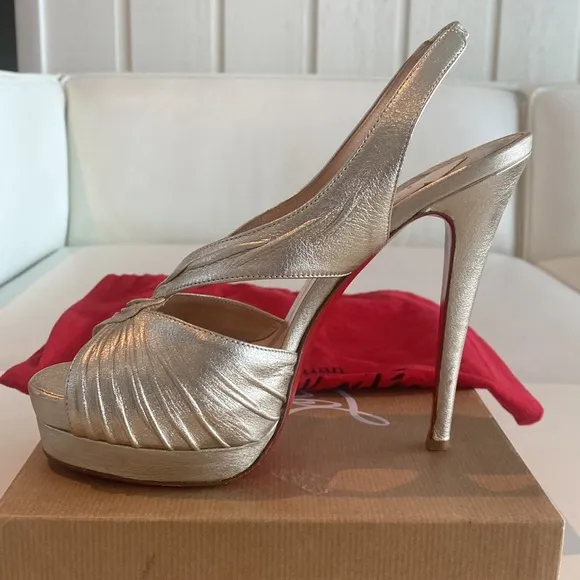 Authentic Christian Louboutin Gold Platform Sandals