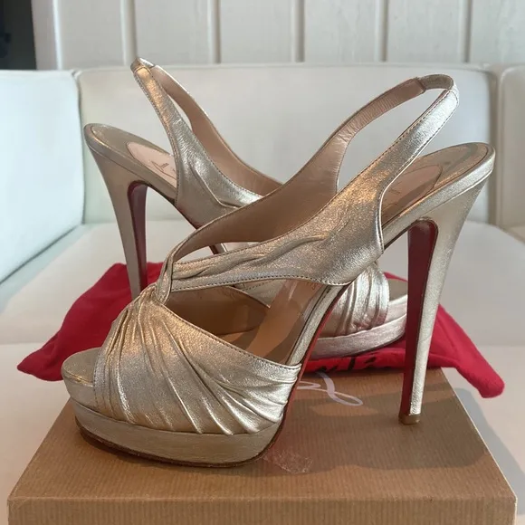 Authentic Christian Louboutin Gold Platform Sandals