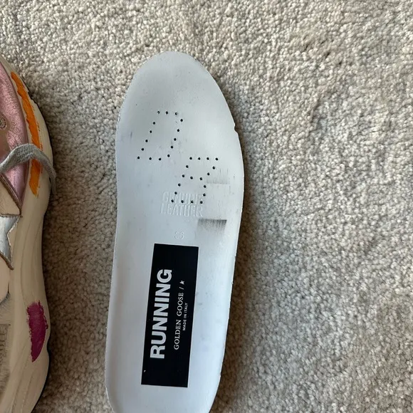 Authentic Used Golden Goose Running Sole Pink and Silver Women's Sneakers