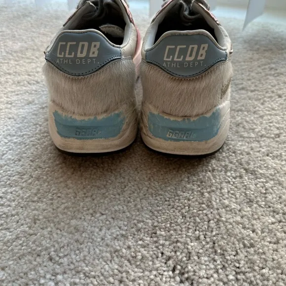 Authentic Used Golden Goose Running Sole Pink and Silver Women's Sneakers