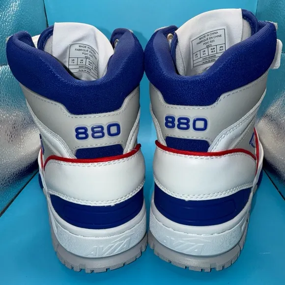 Avia 880 Men’s Basketball Shoes, High Top Retro Sneaker- Red, White, Blue