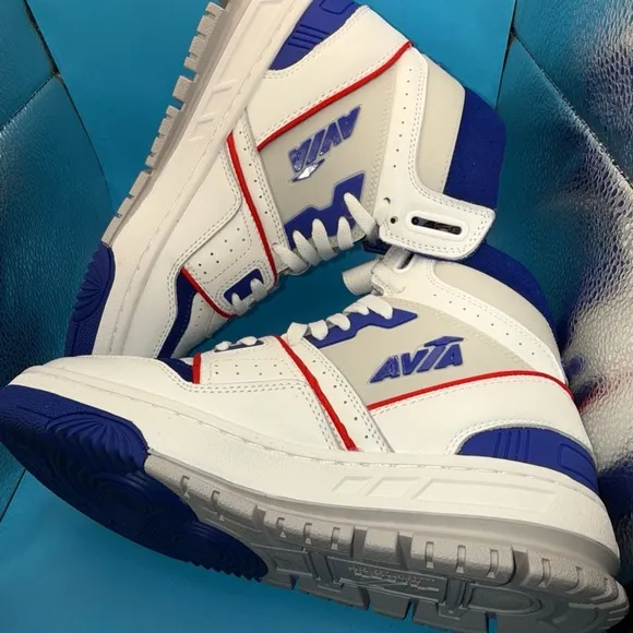 Avia 880 Men’s Basketball Shoes, High Top Retro Sneaker- Red, White, Blue