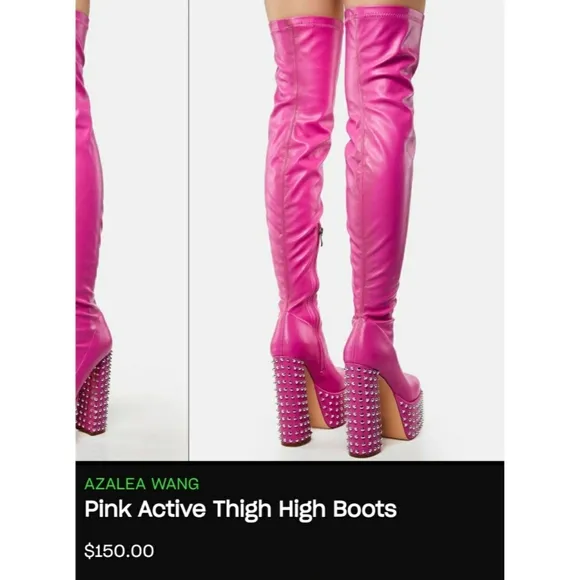 AZALEA WANG platform thight high boots color Pink bloggers favorite