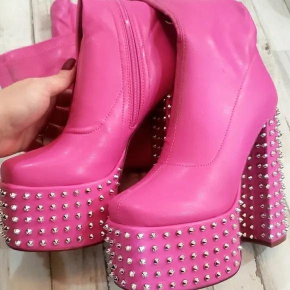 AZALEA WANG platform thight high boots color Pink bloggers favorite