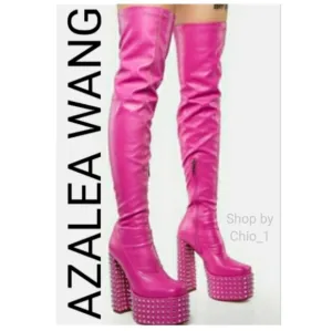 AZALEA WANG platform thight high boots color Pink bloggers favorite