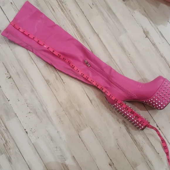 AZALEA WANG platform thight high boots color Pink bloggers favorite