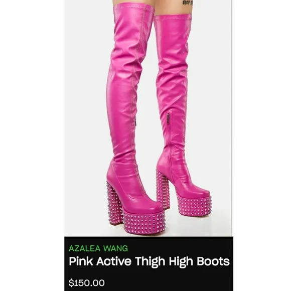 AZALEA WANG platform thight high boots color Pink bloggers favorite