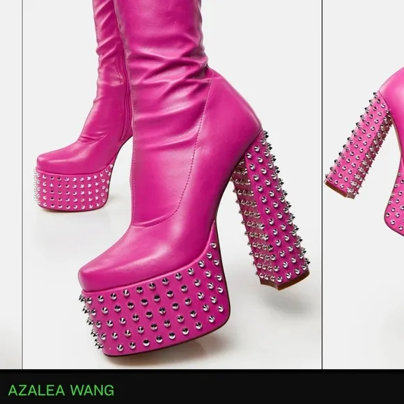 AZALEA WANG platform thight high boots color Pink bloggers favorite