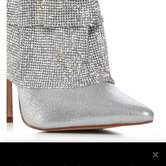 AZALEA WANG Silver Stiletto Boots Clubbing 8.5 NEW in Box Drapes Nashville Chic
