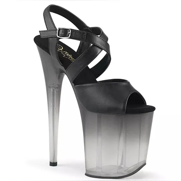 🦋B2G1🦋PLEASER 8&quot; Heel 4&quot; Platform Peep Toe Criss Cross Stiletto Sandals FLAM822T