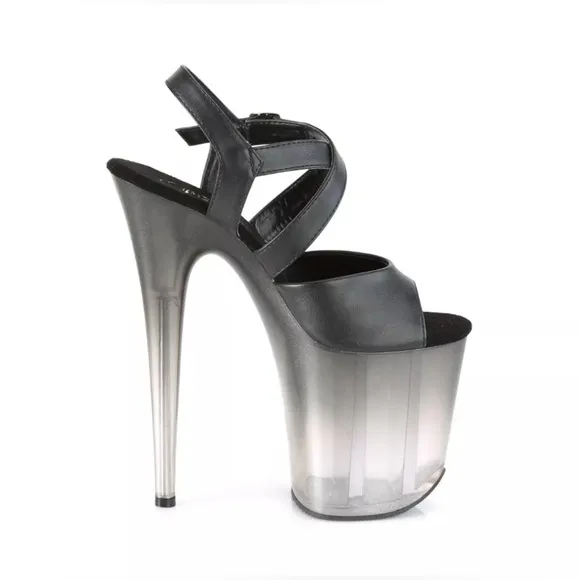 🦋B2G1🦋PLEASER 8&quot; Heel 4&quot; Platform Peep Toe Criss Cross Stiletto Sandals FLAM822T