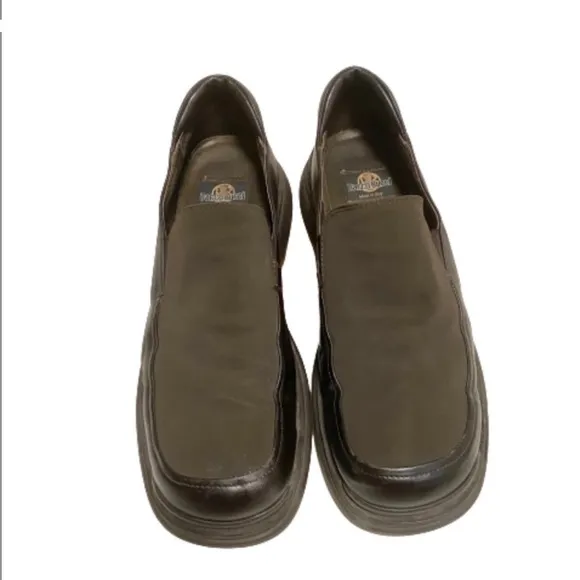 Bacco Bucci Brown Leather Slip On Platform Dress Shoes Casual Made in Italy