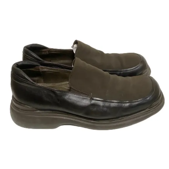 Bacco Bucci Brown Leather Slip On Platform Dress Shoes Casual Made in Italy