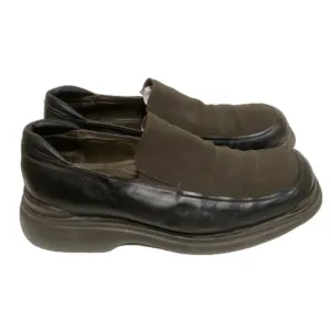 Bacco Bucci Brown Leather Slip On Platform Dress Shoes Casual Made in Italy