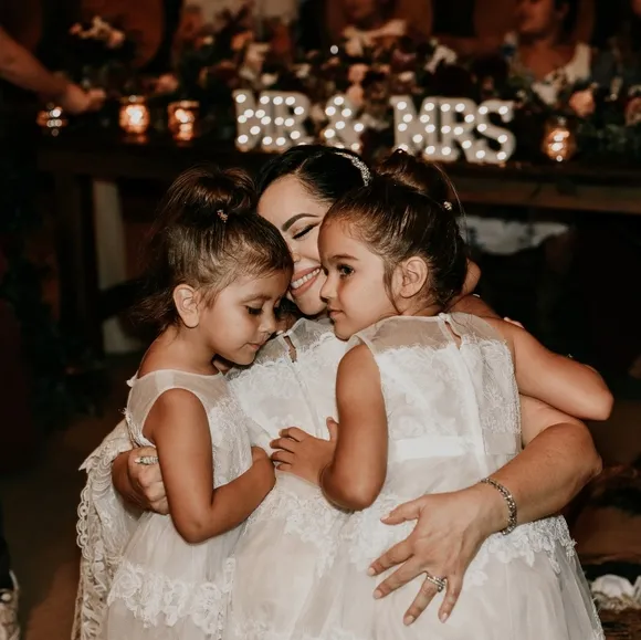 Banded-Lace Illusion Flower Girl Dress