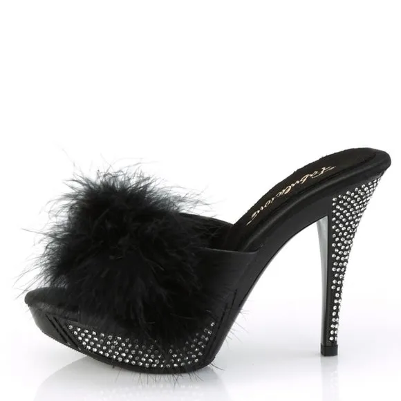 Barbie Barbiecore Platform Marabou Slipper Rhinestone High Heel Shoes