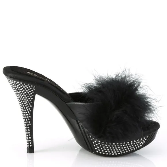 Barbie Barbiecore Platform Marabou Slipper Rhinestone High Heel Shoes