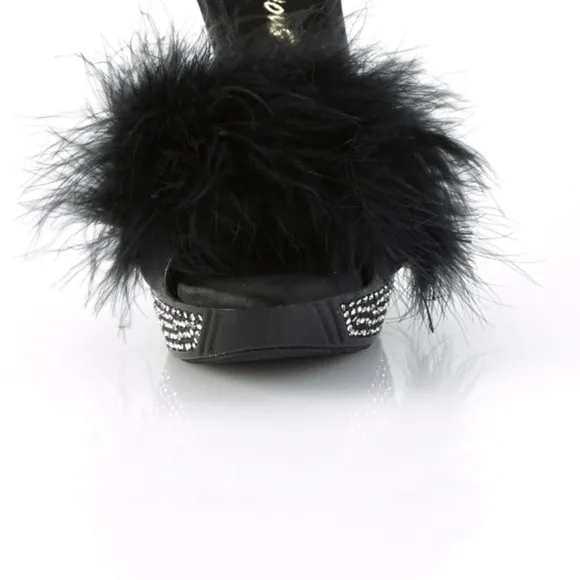 Barbie Barbiecore Platform Marabou Slipper Rhinestone High Heel Shoes