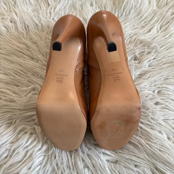 Barneys New York Co-op Becky Brown Tan Leather Platform Zip Up Ankle Boots Sz 40