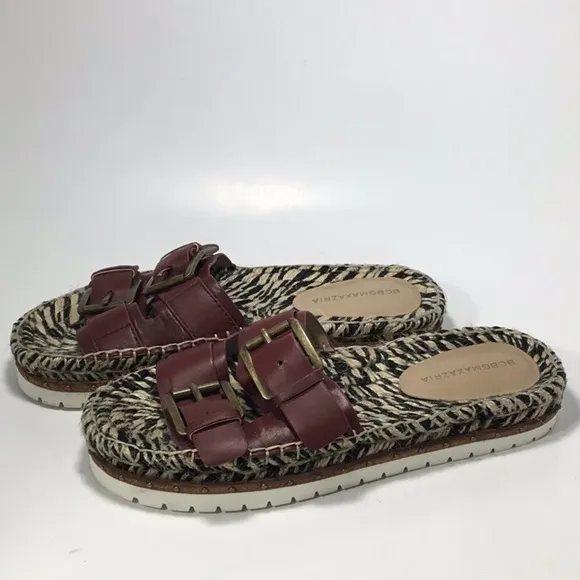 BCBGMAXAZRIA Vintage MA-QUINCE Cranberry Zebra Print Sandals Size 6.5