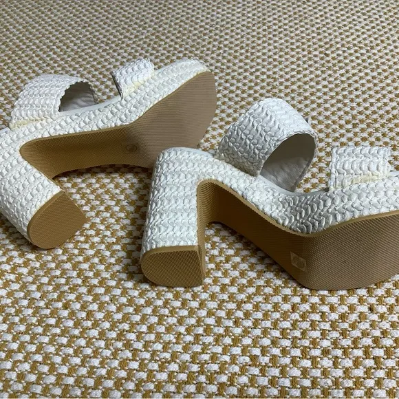 BEACH White Woven Platform Sandals