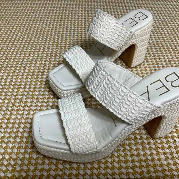 BEACH White Woven Platform Sandals
