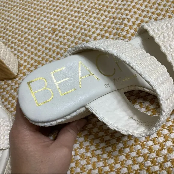 BEACH White Woven Platform Sandals