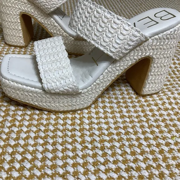 BEACH White Woven Platform Sandals