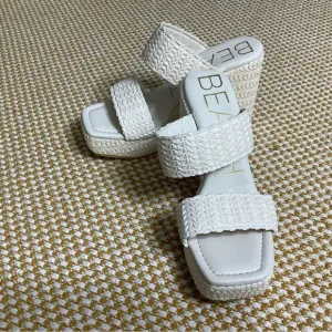 BEACH White Woven Platform Sandals