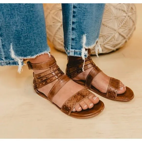 Bed Stu Artemis Sandals Tan Rustic Leather Boho Gladiator Size 7 NIB