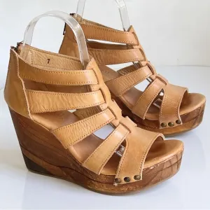 Bed Stu Olinda Wedge Natural Driftwood Camel Bohemian Gladiator Shoes Size 7