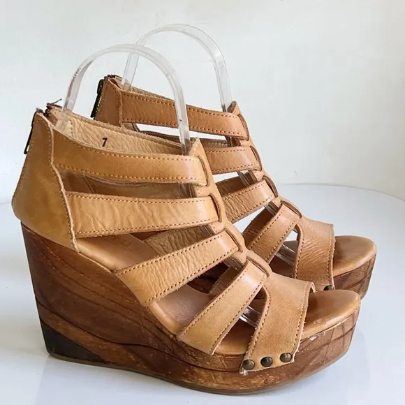 Bed Stu Olinda Wedge Natural Driftwood Camel Bohemian Gladiator Shoes Size 7