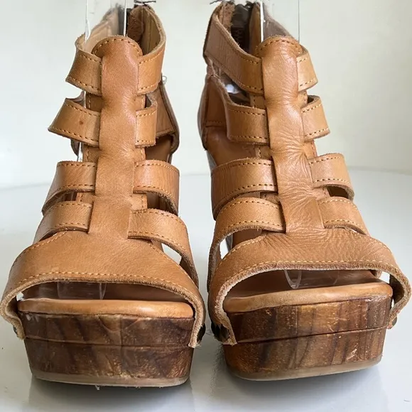 Bed Stu Olinda Wedge Natural Driftwood Camel Bohemian Gladiator Shoes Size 7
