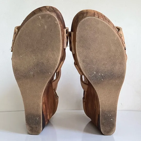 Bed Stu Olinda Wedge Natural Driftwood Camel Bohemian Gladiator Shoes Size 7