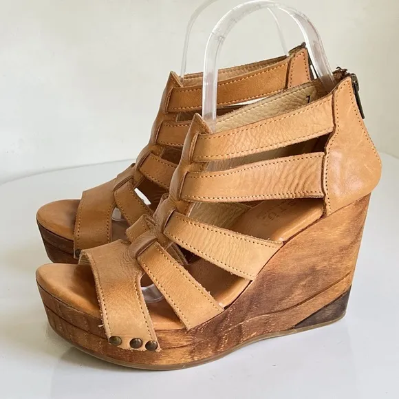 Bed Stu Olinda Wedge Natural Driftwood Camel Bohemian Gladiator Shoes Size 7