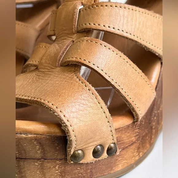 Bed Stu Olinda Wedge Natural Driftwood Camel Bohemian Gladiator Shoes Size 7