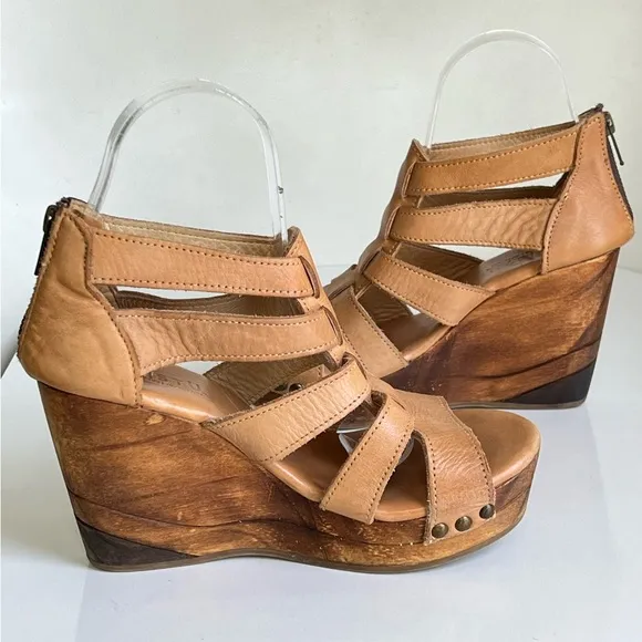 Bed Stu Olinda Wedge Natural Driftwood Camel Bohemian Gladiator Shoes Size 7