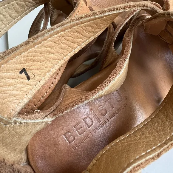 Bed Stu Olinda Wedge Natural Driftwood Camel Bohemian Gladiator Shoes Size 7