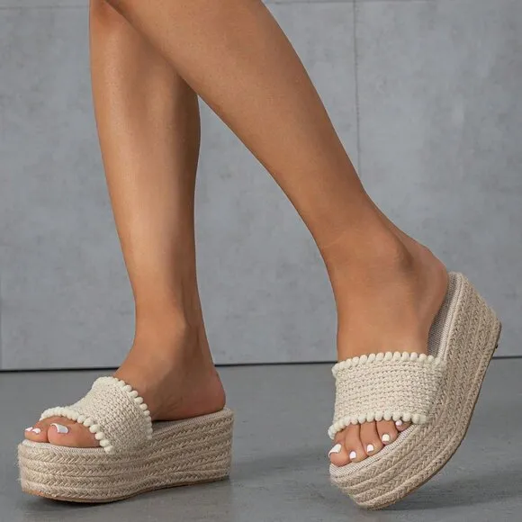 Beige Vacation Women's Boho Vacay platform Open Toe Sandals
