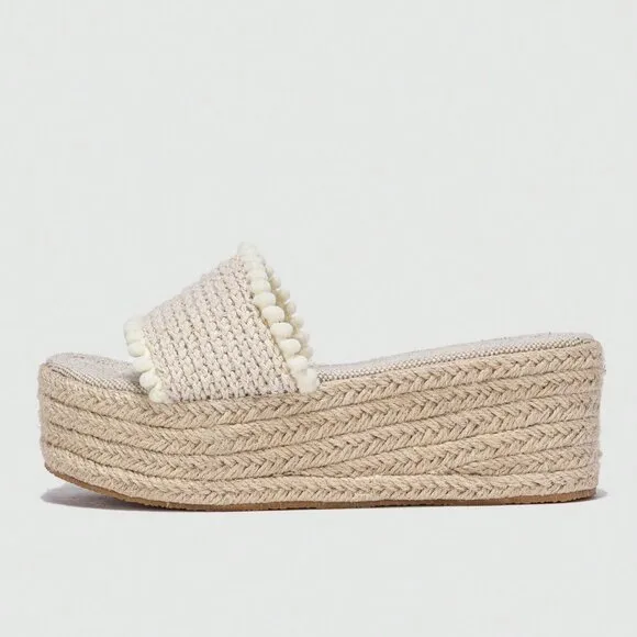 Beige Vacation Women's Boho Vacay platform Open Toe Sandals