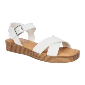 BELLA VITA SANDALS WOMENS 'CAR-ITALY' BUCKLE WEDGE WHITE LEATHER WOMENS 7M NEW