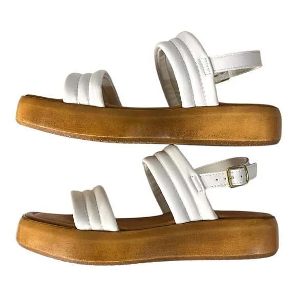 Bella~Vita White Italian Leather Platform Sandals – Size 8.5M