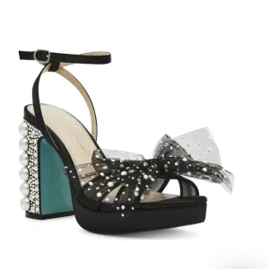Betsey Johnson Women's Size 9.5 Lulu Platform Bows Pearls Sandals New