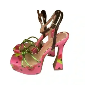 Betsy Johnson Women’s Tiky Strawberry Polka Dot Platform Heels Shoes Sandals 7.5