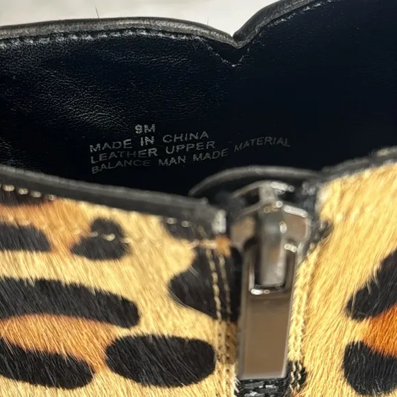 Beverly Feldman Leopard Print Calf Hair Ankle Boots size 9M mobwife festival