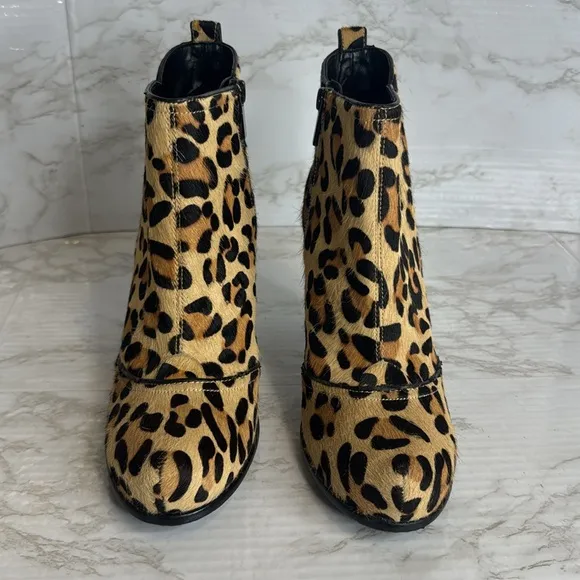 Beverly Feldman Leopard Print Calf Hair Ankle Boots size 9M mobwife festival