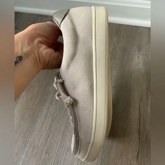 Billy Footwear Sneaker Shoes Zipper Canvas Tan Gray Beige Made Size 8.5