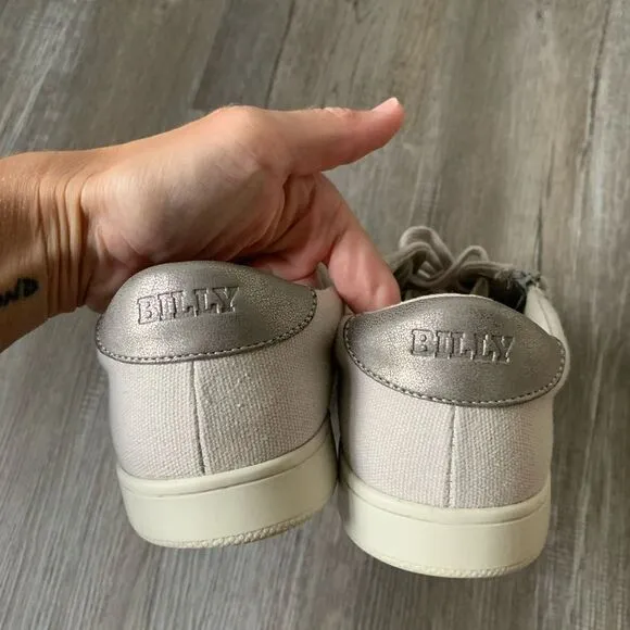Billy Footwear Sneaker Shoes Zipper Canvas Tan Gray Beige Made Size 8.5