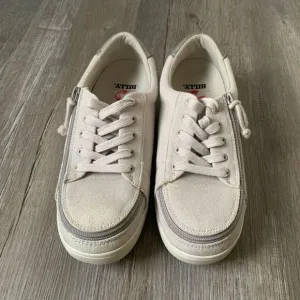 Billy Footwear Sneaker Shoes Zipper Canvas Tan Gray Beige Made Size 8.5
