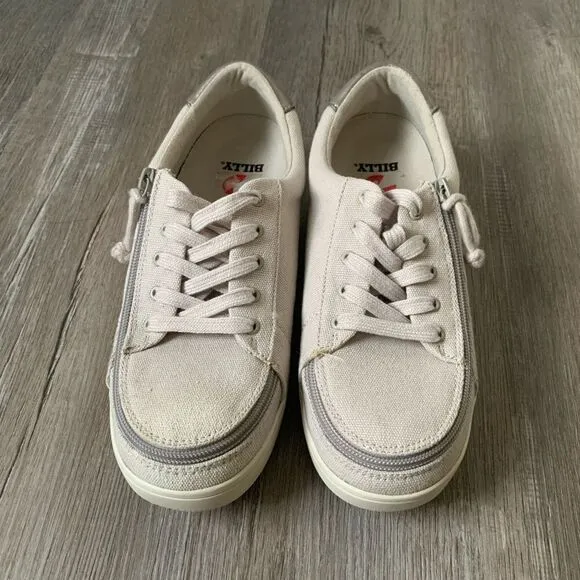 Billy Footwear Sneaker Shoes Zipper Canvas Tan Gray Beige Made Size 8.5